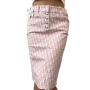 Christian Dior Vintage 2004 Trotter Monogram Denim Skirt